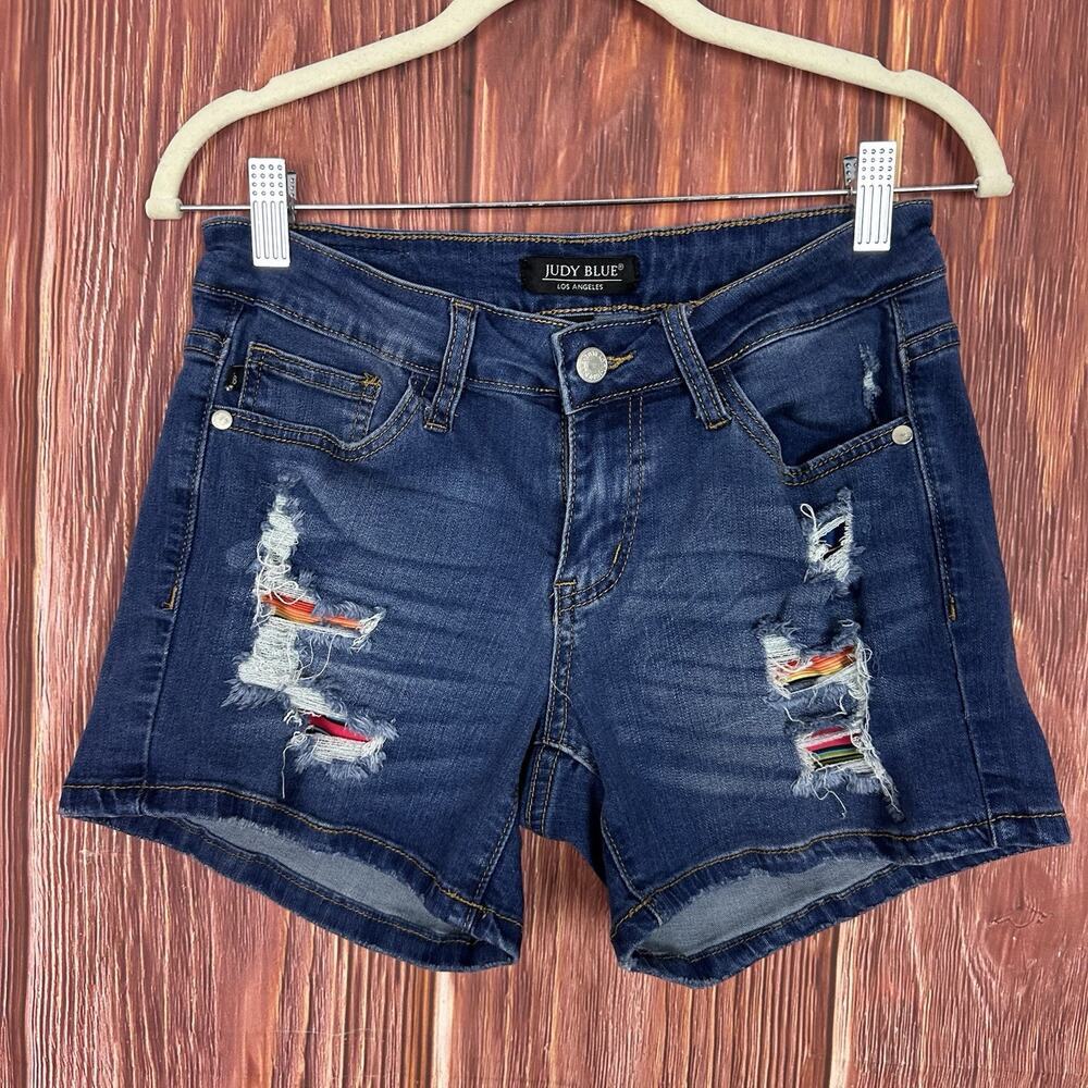 Judy Blue Blue Patch Shorts Distressed Womens Size Small S